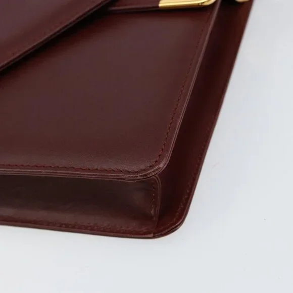 Authentic CARTIER Must Line Shoulder Bag Leather Bordeaux Gold